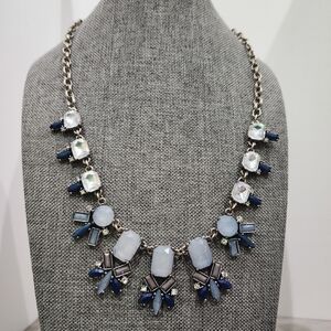 Chic Blue and Clear Crystal Statement Necklace
